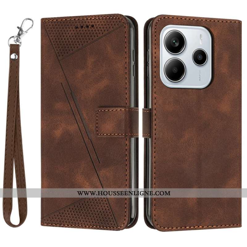 Housse Xiaomi Redmi Note 14 4G Lignes Géométriques à Lanière