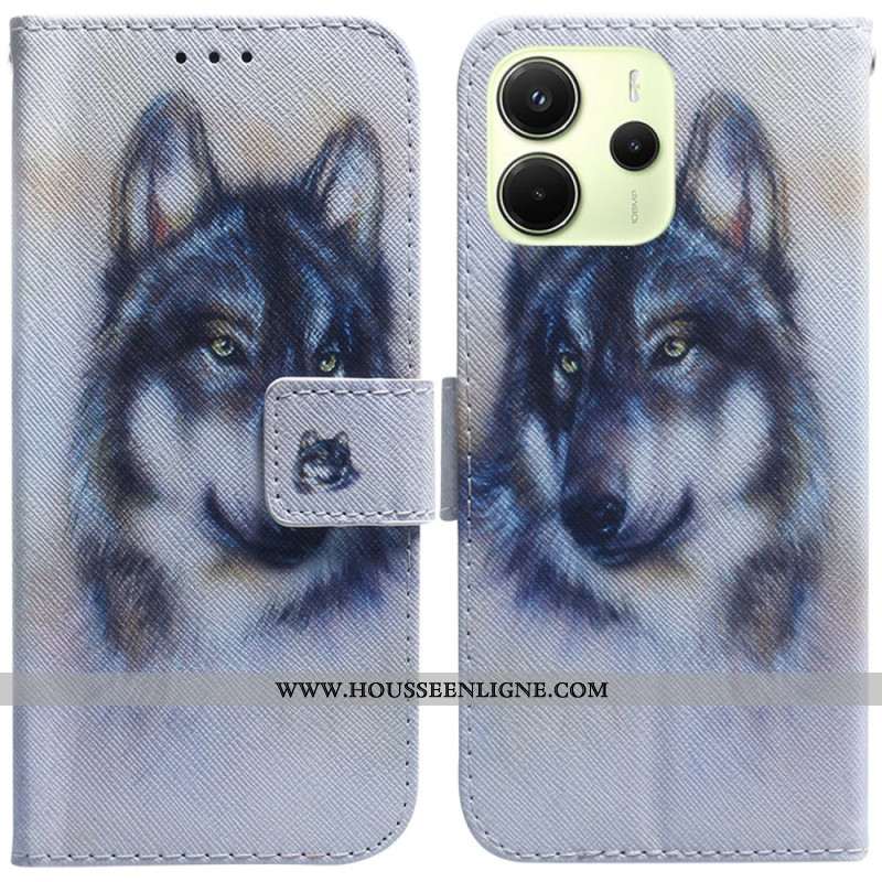 Housse Xiaomi Redmi Note 14 4G Loup Aquarelle