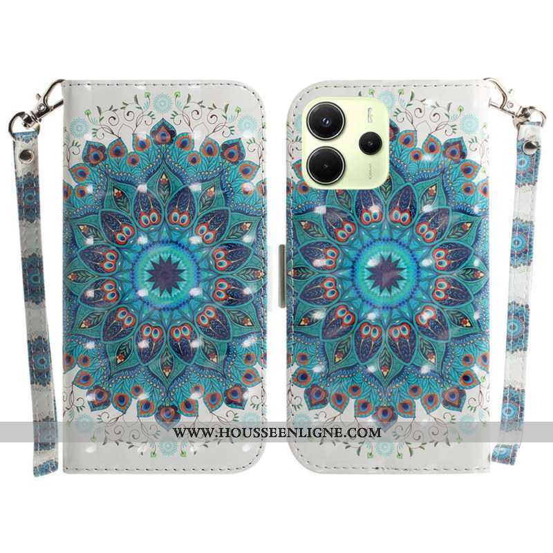 Housse Xiaomi Redmi Note 14 4G Mandala Vert à Lanière