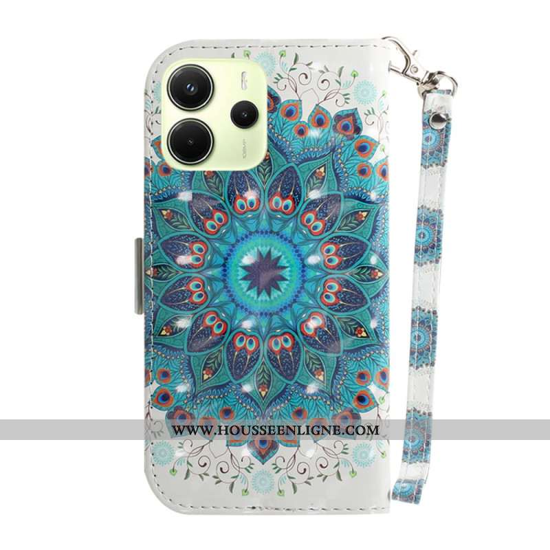 Housse Xiaomi Redmi Note 14 4G Mandala Vert à Lanière