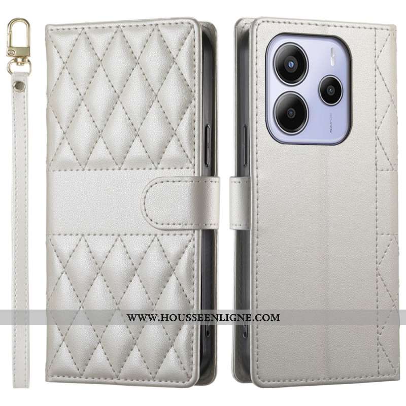 Housse Xiaomi Redmi Note 14 4G Matelassée avec Lanière et Bandoulière