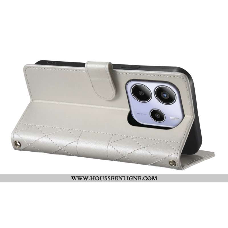 Housse Xiaomi Redmi Note 14 4G Matelassée avec Lanière et Bandoulière