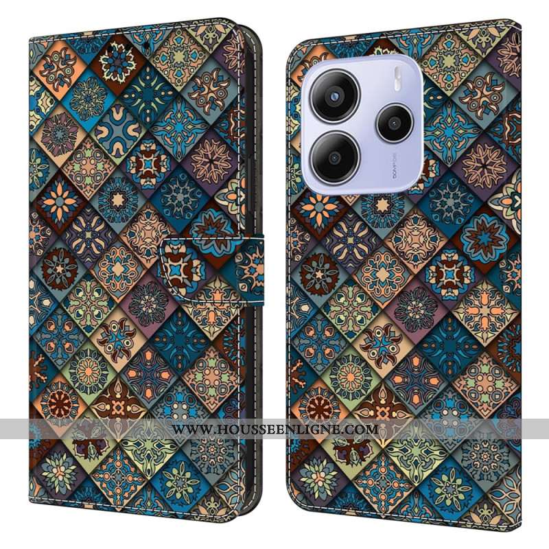 Housse Xiaomi Redmi Note 14 4G Motif Floral Bleu