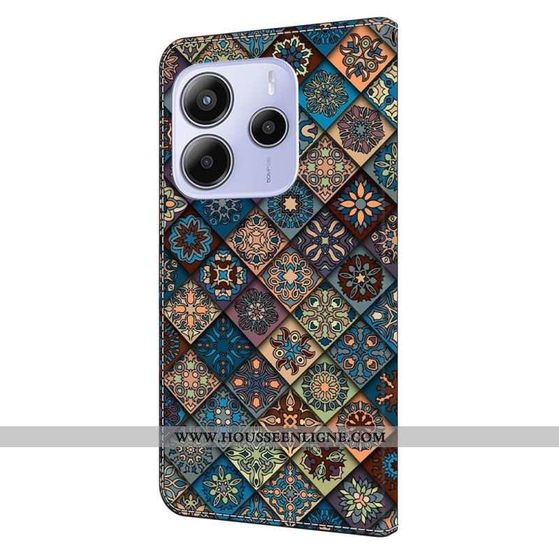 Housse Xiaomi Redmi Note 14 4G Motif Floral Bleu