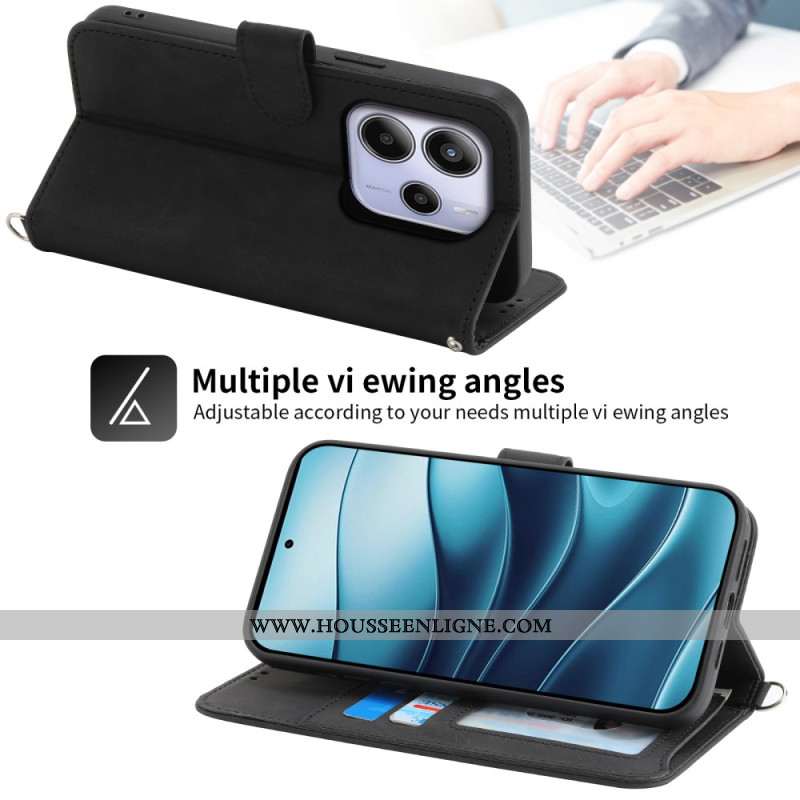 Housse Xiaomi Redmi Note 14 4G Motif Floral et Sangles