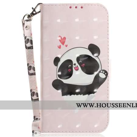 Housse Xiaomi Redmi Note 14 4G Panda Love à Lanière