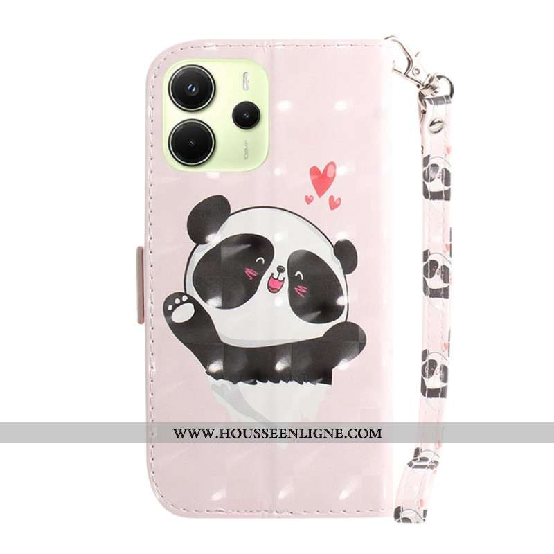 Housse Xiaomi Redmi Note 14 4G Panda Love à Lanière