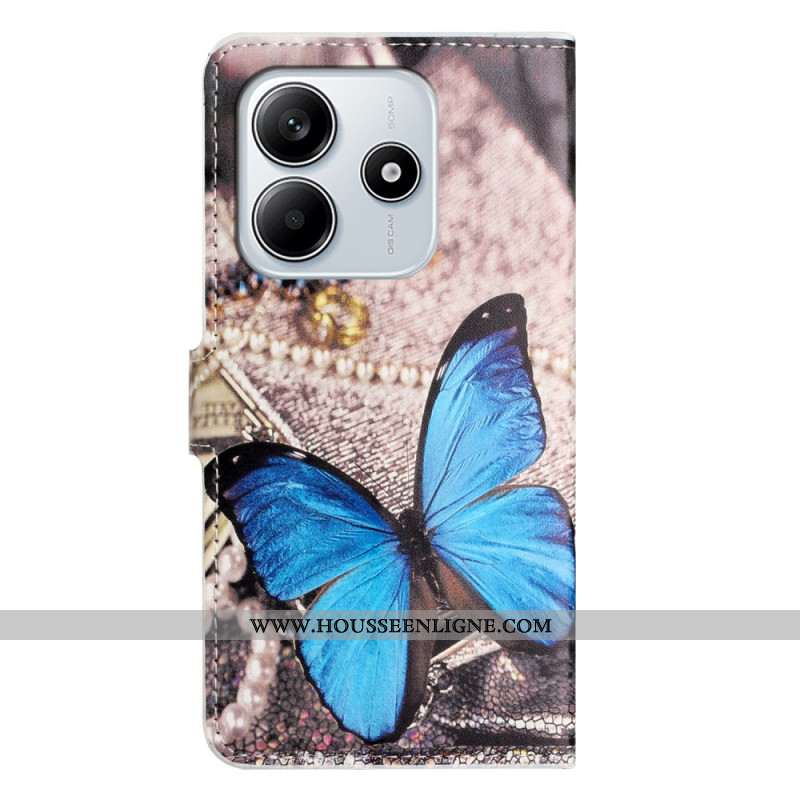 Housse Xiaomi Redmi Note 14 4G Papillon Bleu