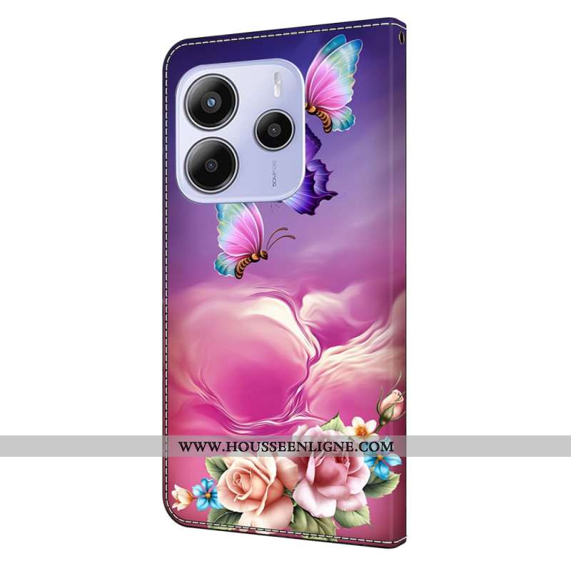 Housse Xiaomi Redmi Note 14 4G Papillons Floraux
