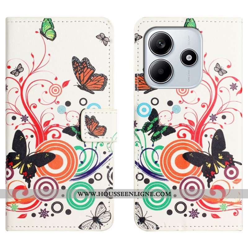 Housse Xiaomi Redmi Note 14 4G Papillons sur Fond Blanc Blanc