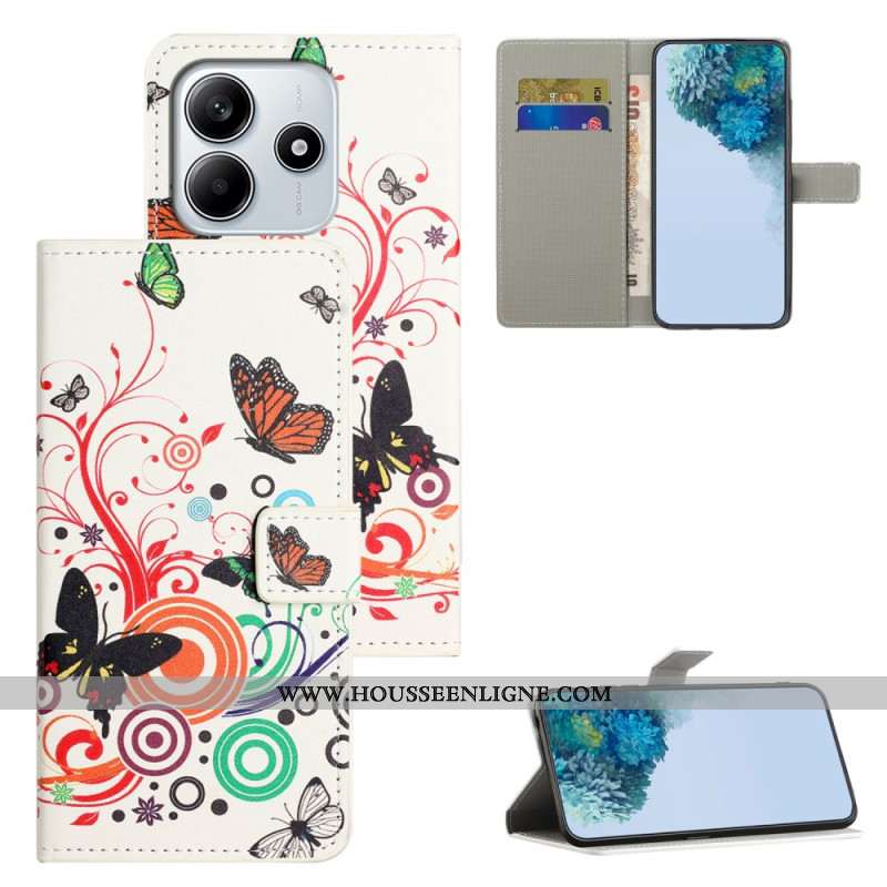 Housse Xiaomi Redmi Note 14 4G Papillons sur Fond Blanc Blanc