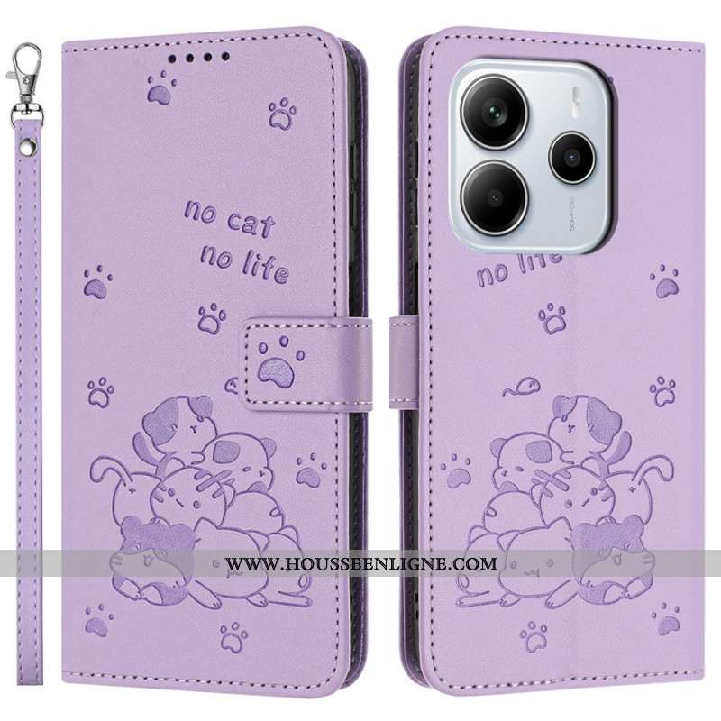 Housse Xiaomi Redmi Note 14 4G Petits Chats à Lanière