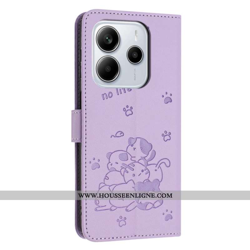 Housse Xiaomi Redmi Note 14 4G Petits Chats à Lanière