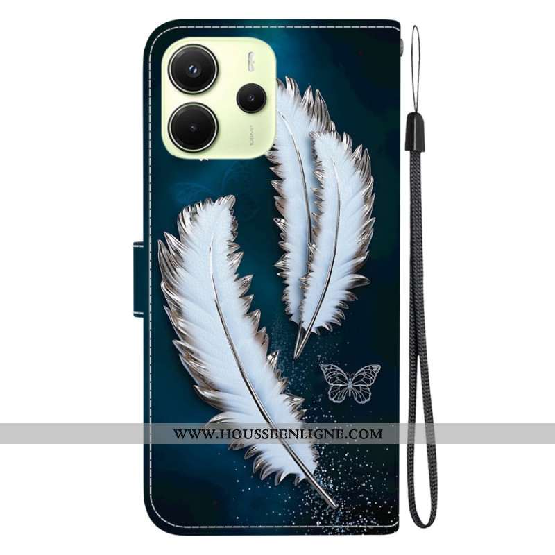 Housse Xiaomi Redmi Note 14 4G Plumes Blanches