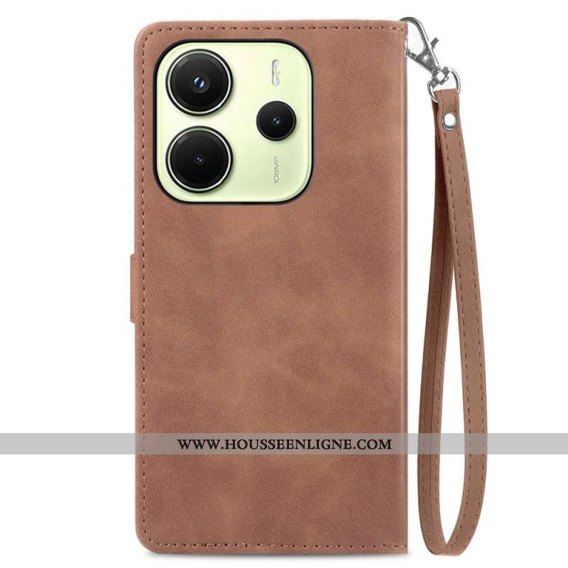 Housse Xiaomi Redmi Note 14 4G Portefeuille Dentelle avec Fermeture Éclair