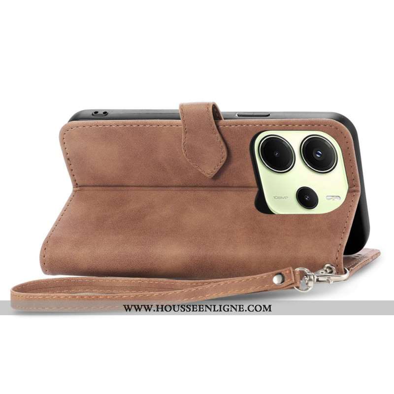 Housse Xiaomi Redmi Note 14 4G Portefeuille Dentelle avec Fermeture Éclair