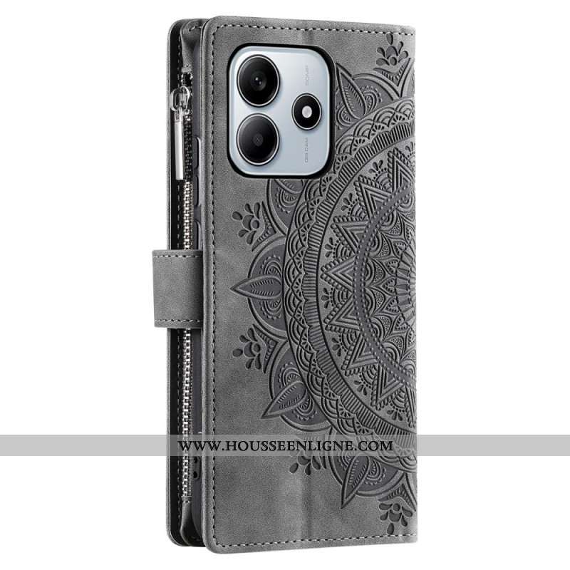 Housse Xiaomi Redmi Note 14 4G Portefeuille Effet Daim Mandala