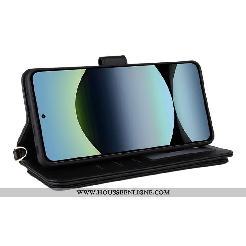 Housse Xiaomi Redmi Note 14 4G Portefeuille Premium avec Lanière et Bandoulière