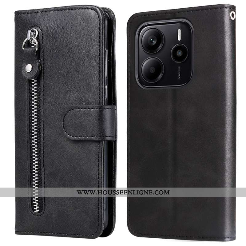 Housse Xiaomi Redmi Note 14 4G Portefeuille à Fermeture Éclair