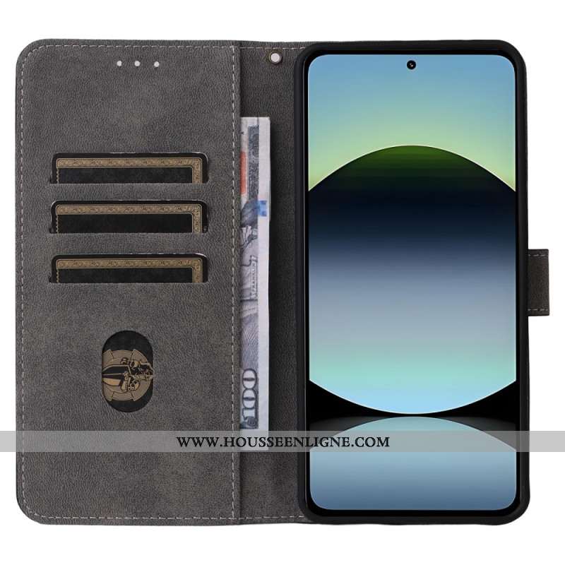 Housse Xiaomi Redmi Note 14 4G Protection RFID Effet Daim à Lanière