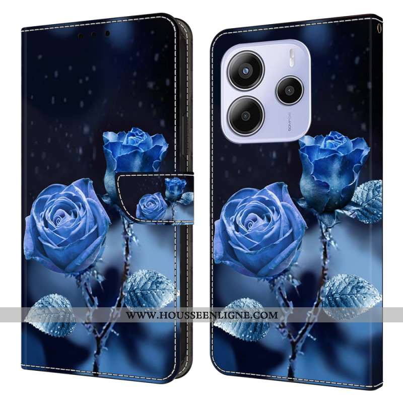 Housse Xiaomi Redmi Note 14 4G Roses Bleues