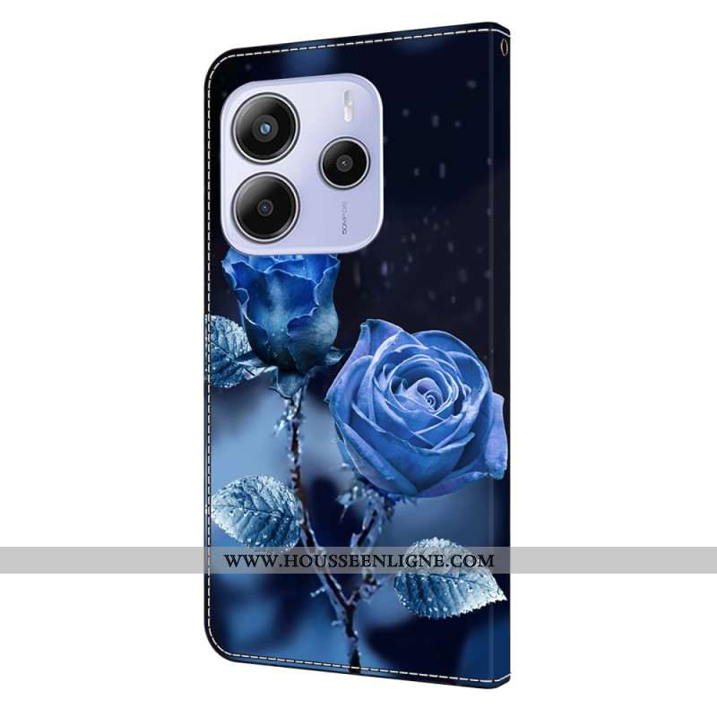 Housse Xiaomi Redmi Note 14 4G Roses Bleues