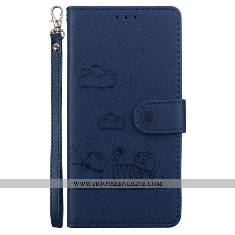 Housse Xiaomi Redmi Note 14 4G Scène de Chats à Lanière