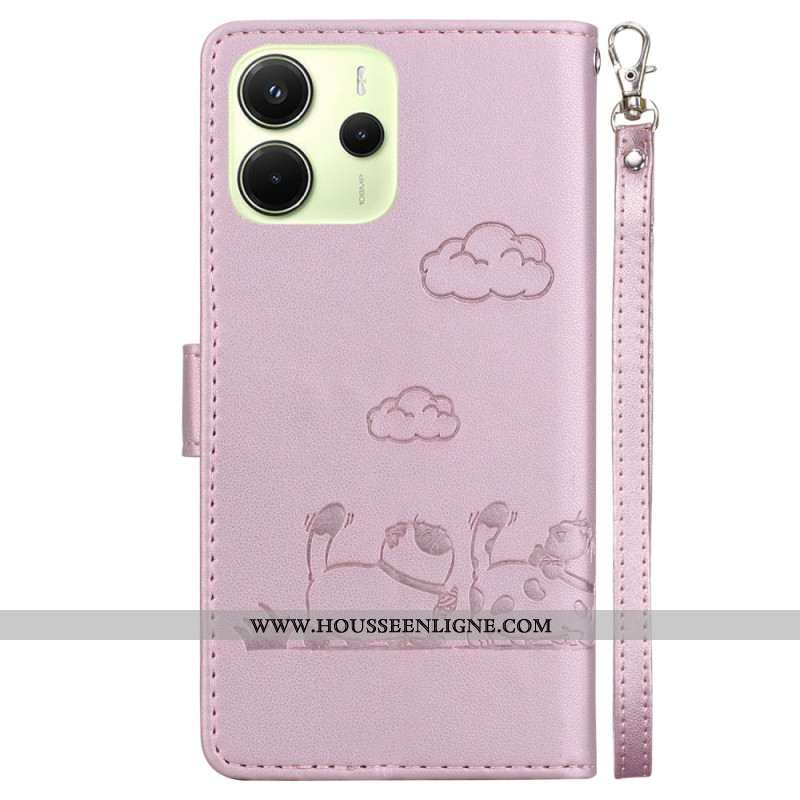 Housse Xiaomi Redmi Note 14 4G Scène de Chats à Lanière