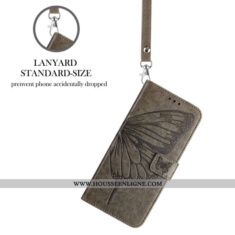 Housse Xiaomi Redmi Note 14 5G Design Papillon à Lanière