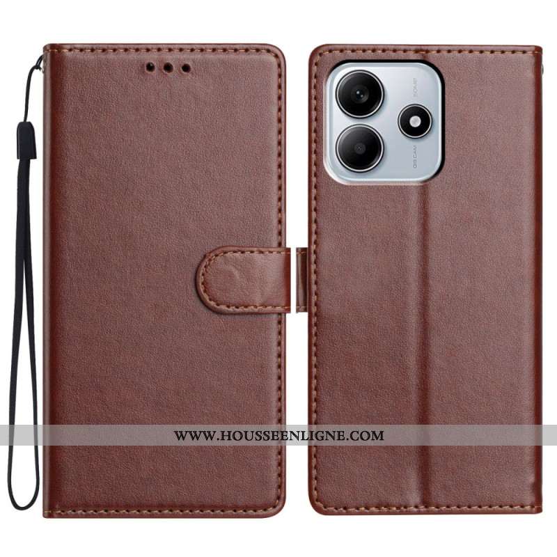 Housse Xiaomi Redmi Note 14 5G Effet Cuir Uni à Lanière