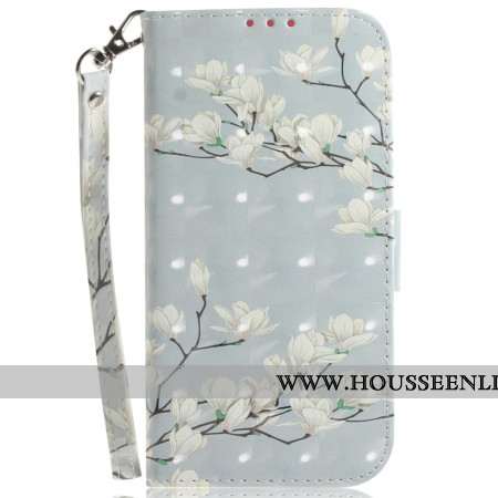 Housse Xiaomi Redmi Note 14 5G Fleurs Aquarelle à Lanière