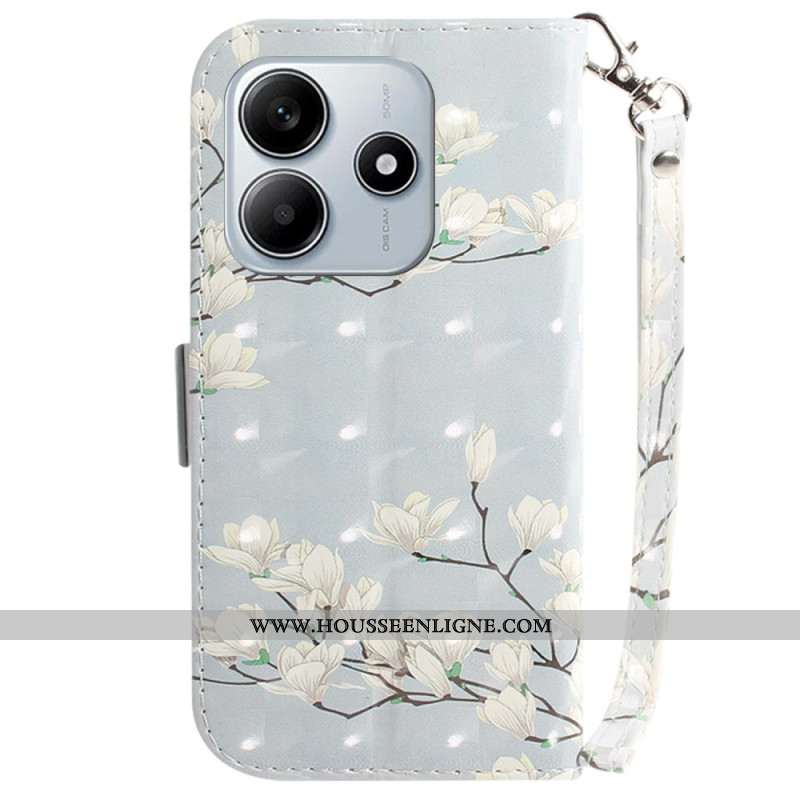 Housse Xiaomi Redmi Note 14 5G Fleurs Aquarelle à Lanière