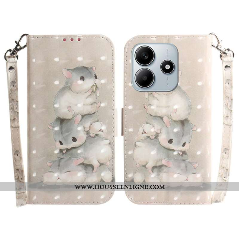 Housse Xiaomi Redmi Note 14 5G Hamsters à Lanière