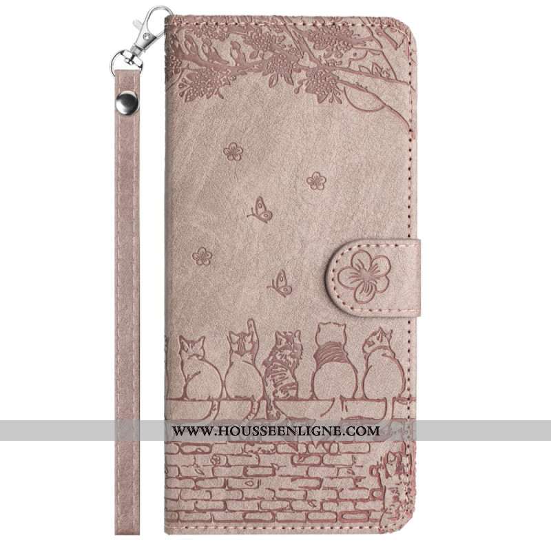 Housse Xiaomi Redmi Note 14 5G Motif Chats à Lanière