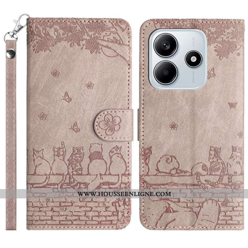 Housse Xiaomi Redmi Note 14 5G Motif Chats à Lanière