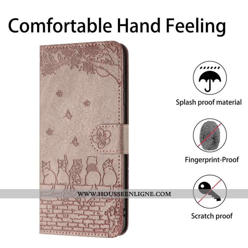 Housse Xiaomi Redmi Note 14 5G Motif Chats à Lanière