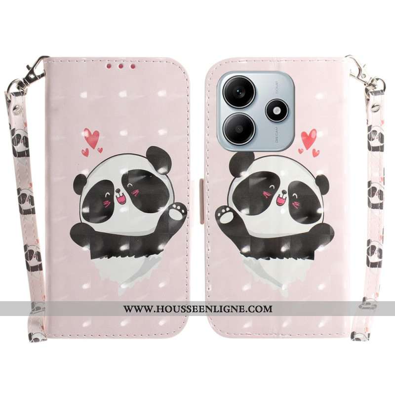 Housse Xiaomi Redmi Note 14 5G Panda Love à Lanière