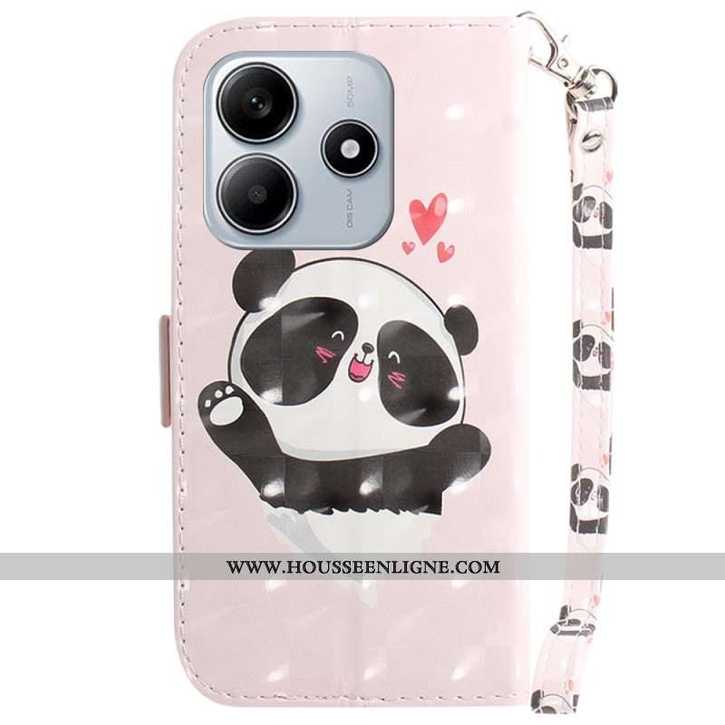 Housse Xiaomi Redmi Note 14 5G Panda Love à Lanière
