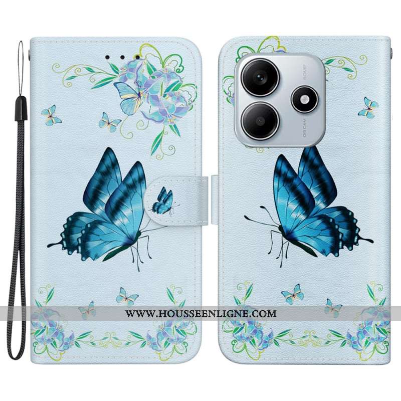 Housse Xiaomi Redmi Note 14 5G Papillons Bleus