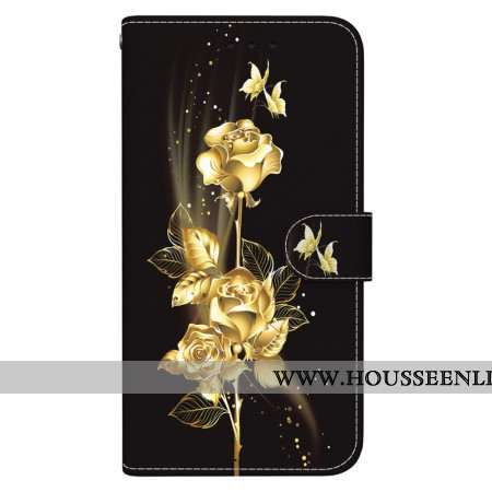 Housse Xiaomi Redmi Note 14 5G Papillons Dorés et Rose