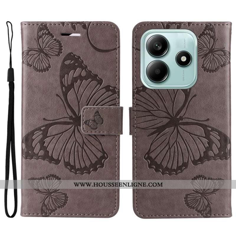 Housse Xiaomi Redmi Note 14 5G Papillons Géants à Lanière