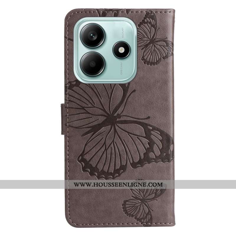 Housse Xiaomi Redmi Note 14 5G Papillons Géants à Lanière