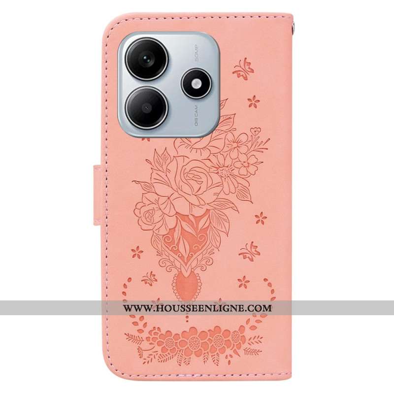 Housse Xiaomi Redmi Note 14 5G Papillons et Fleurs Imprimés