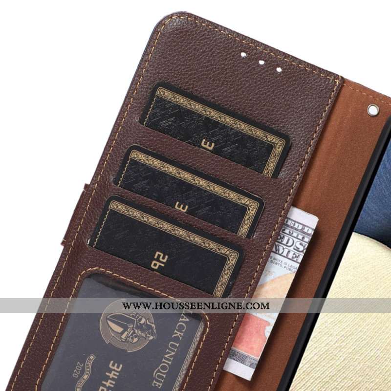 Housse Xiaomi Redmi Note 14 5G Portefeuille RFID Bicolore KHAZNEH