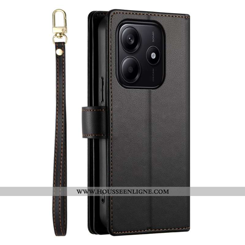 Housse Xiaomi Redmi Note 14 5G Portefeuille avec Lanière et Bandoulière