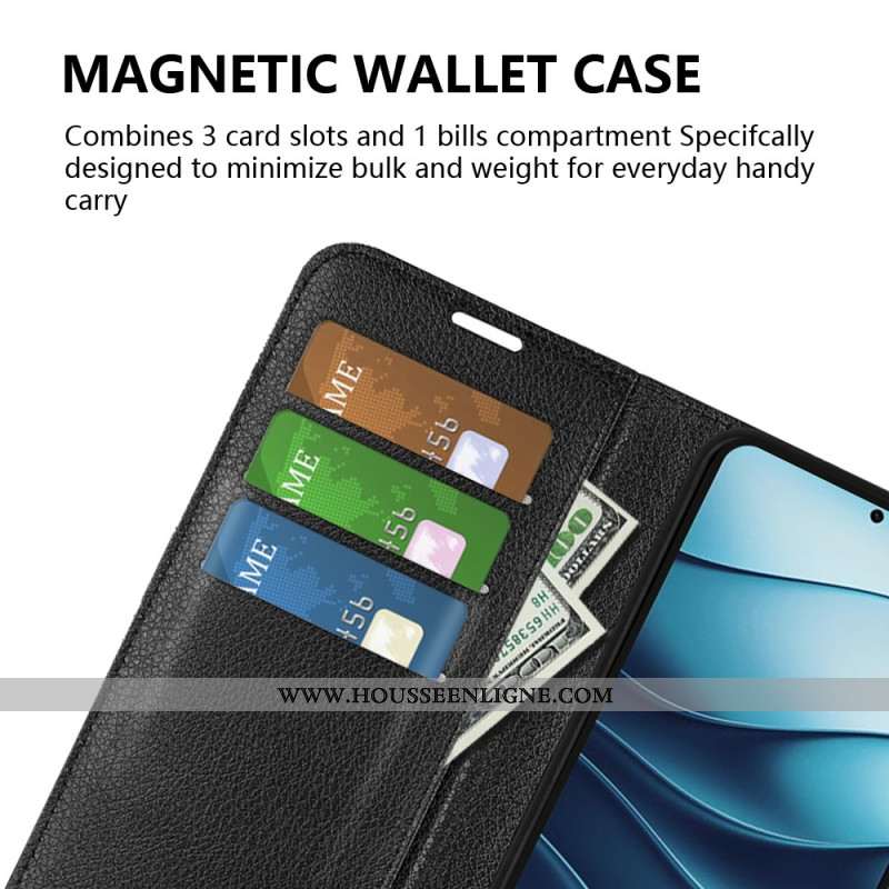 Housse Xiaomi Redmi Note 14 5G Simili Cuir Litchi Classique