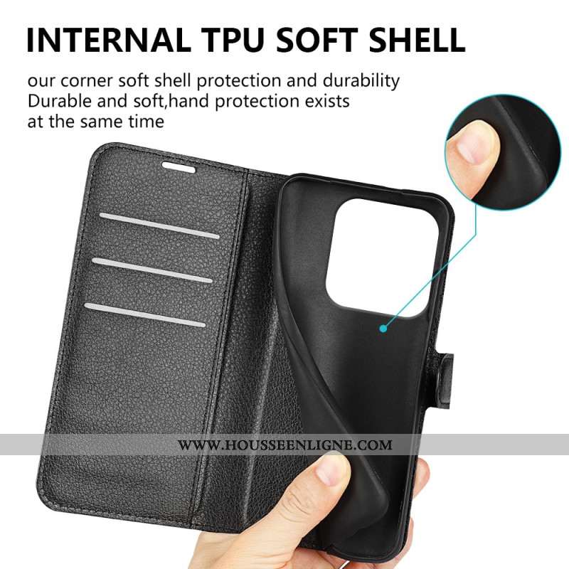 Housse Xiaomi Redmi Note 14 5G Simili Cuir Litchi Classique