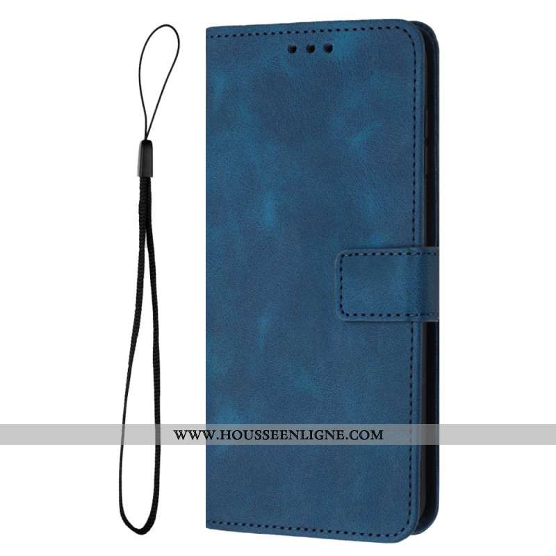 Housse Xiaomi Redmi Note 14 5G Style Daim avec Lanière