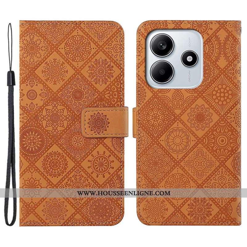 Housse Xiaomi Redmi Note 14 5G Style Ethnique avec Lanière