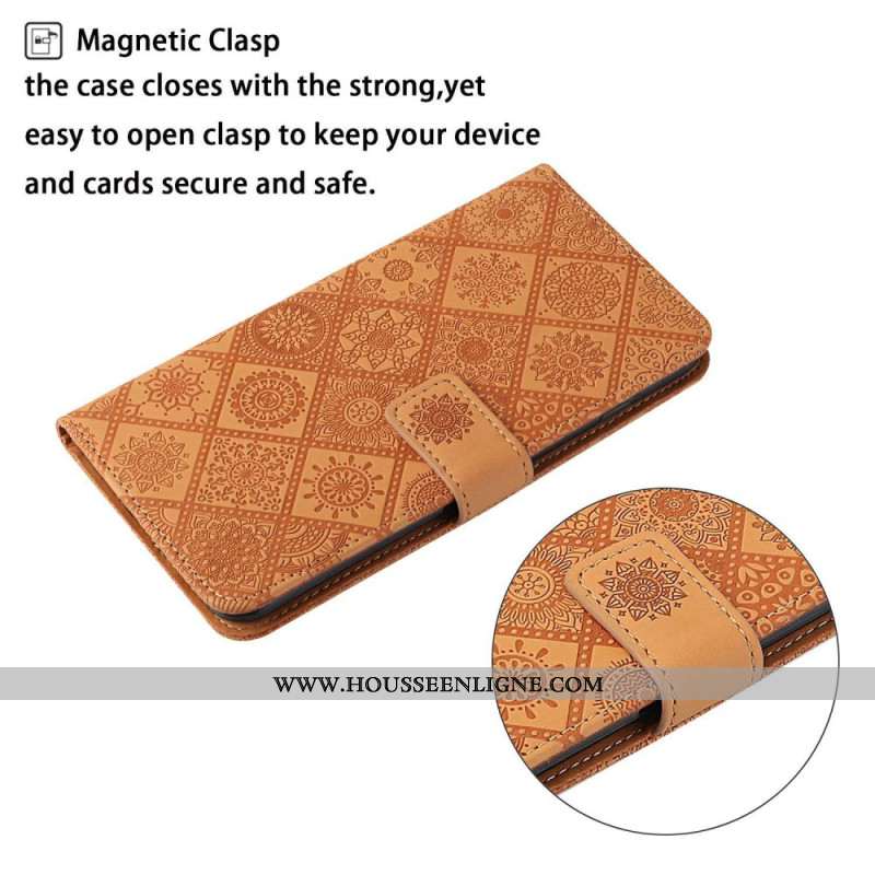 Housse Xiaomi Redmi Note 14 5G Style Ethnique avec Lanière